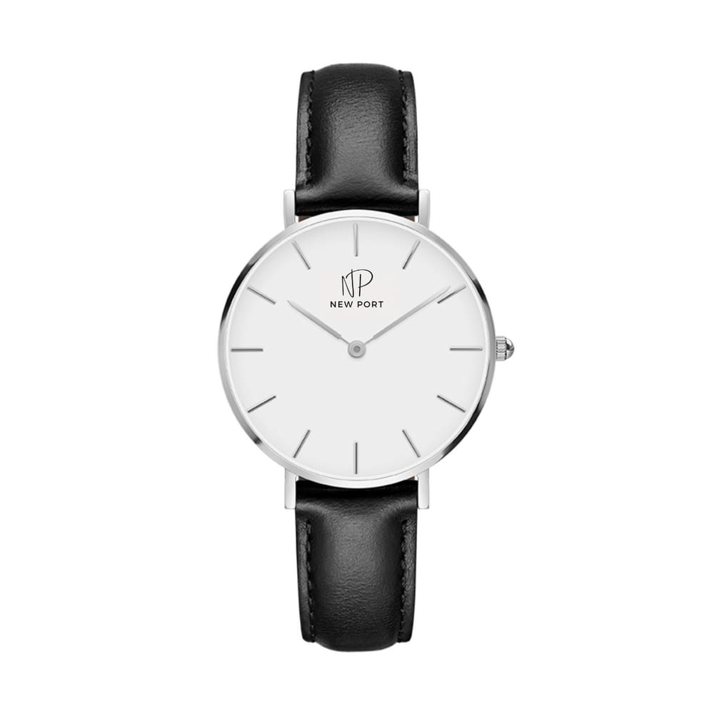 Relógio de Pulso Feminino Pulseira Preta Elegante New Port 32mm