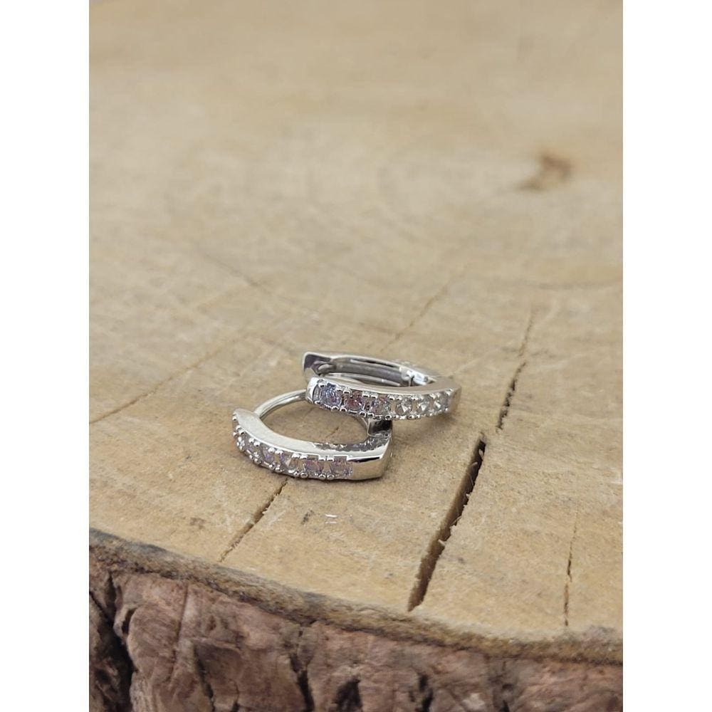 Argola De Prata 925 Clic Em V Com Zircônia