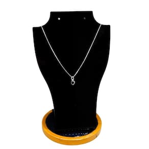 COLAR DE PRATA 925 PONTO DE LUZ 45cm CORAÇÃO PRETO
