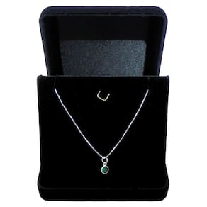 COLAR DE PRATA 925 PONTO DE LUZ 45cm REDONDO VERDE