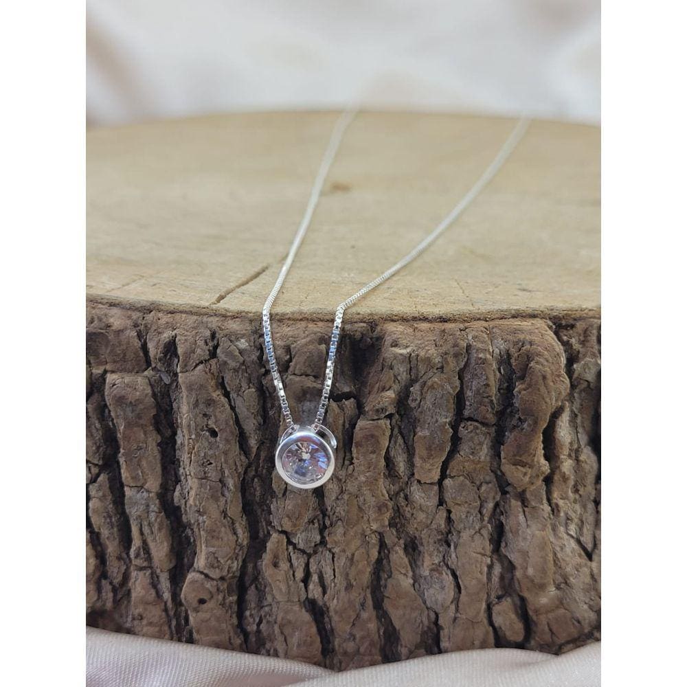 Colar De Prata 925 Ponto De Luz Redondo