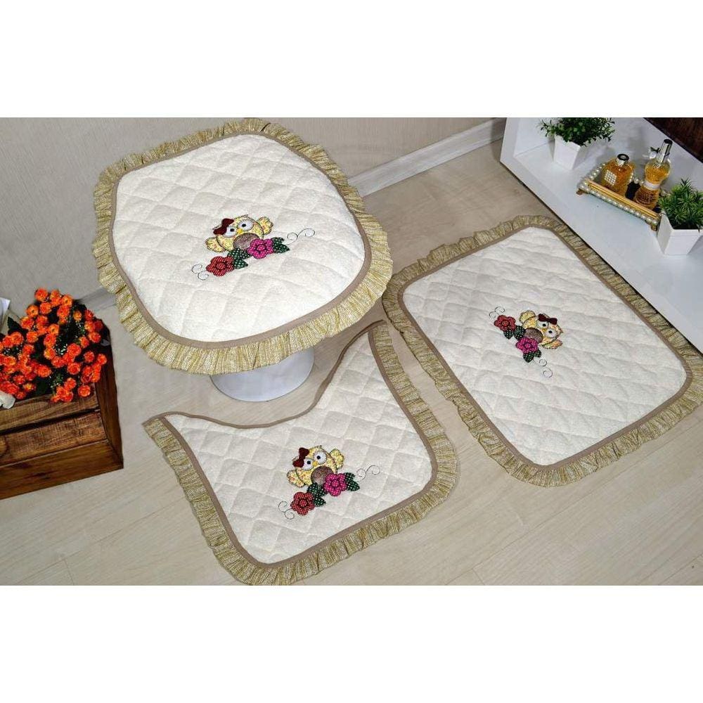 Jogo de Banheiro Atoalhado Coruja Feliz