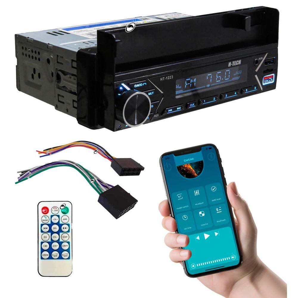Radio MP3 H-tech HT-1223 Bluetooth USB 4 Canais 60W Com Suporte Celular