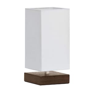 Luminária de Mesa Abajur de Madeira Quadrado Isadora Design Branco/Marrom