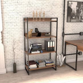 Estante Multiuso 146cmx80cm com 4 Prateleiras Kuadra Compace Nogal