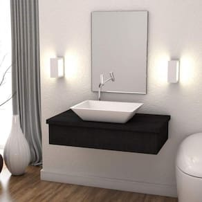 Conjunto Bancada para Banheiro 80cm com Cuba Rt45 800W Metrópole Compace Preto Onix