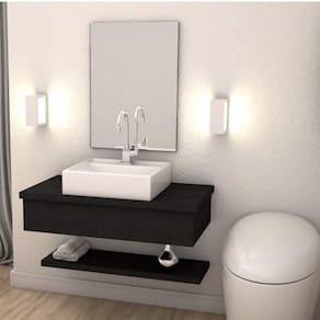 Bancada para Banheiro 80cm com Cuba Q39 e Prateleira 805W Metrópole Compace Preto Onix