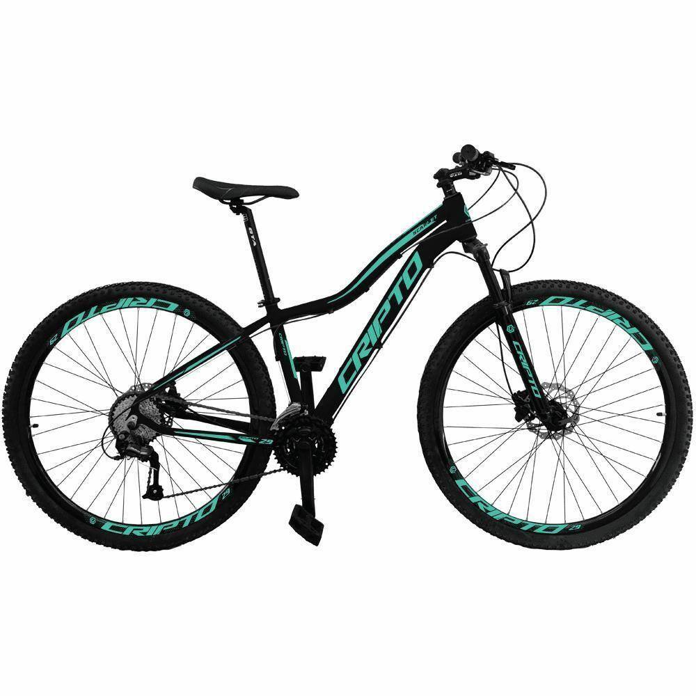 Bicicleta Aro 29 Cripto 27 Marchas Freio Hidráulico Trava K7 - Preto-verde - 15" Preto-verde