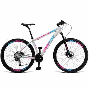 Bicicleta Aro 29 Cripto 24 Marchas Freios Hidraulica - Branco-azul E Rosa - 15" Branco-azul E Rosa