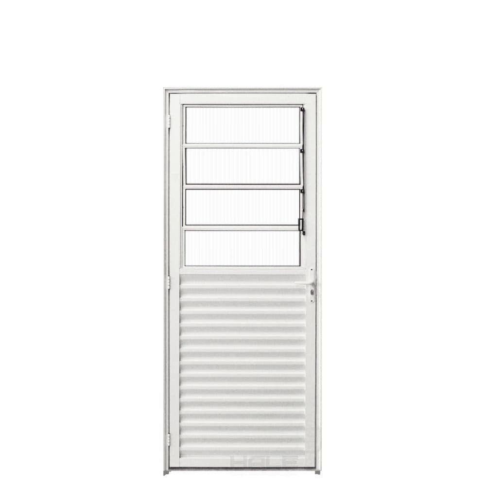 Porta de Alumínio com Basculante 210x80cm Lado Direito Hale Esquadrias Branco