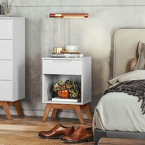 Mesa de Cabeceira Solteiro Retrô 1 Gaveta Alpi Branco