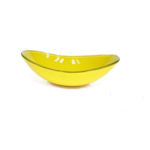Cuba de Vidro para Lavatório Oval 47cm Amarelo