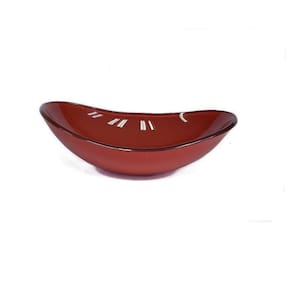 Cuba de Vidro para Lavatório Oval 47cm Vermelho Cereja