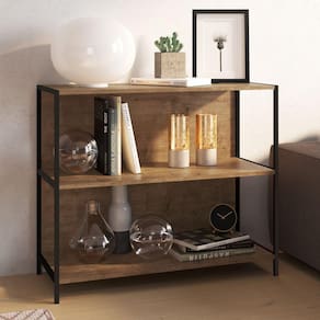 Estante Baixa 90cm Steel Quadra Artesano Vermont/Preto