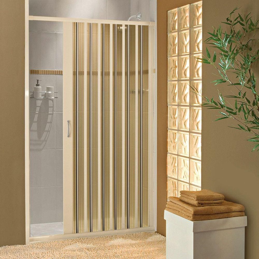 Porta Box Sanfonada para Chuveiro Pvc 130x185cm Bege