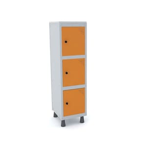 Armário Guarda Volume Locker Roupeiro 3 Portas Aço GRP 501/3 Pandin Móveis Cinza/Laranja Picasso