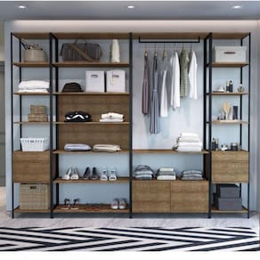 Conjunto de 4 Estantes Guarda-Roupa para Closet com 8 Gavetas Industrial Artesano Vermont/Preto