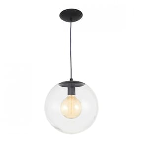 Pendente Esférico Bivolt 35cm Esphera Madelustre Preto/Transparente
