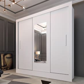 Guarda Roupa Casal com Espelho 3 Portas 4 Gavetas Taifa Espresso Móveis Neve