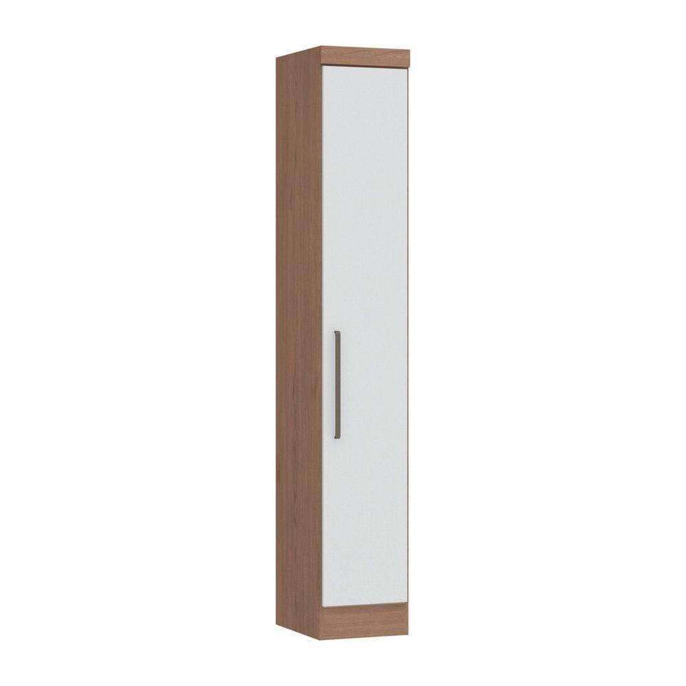 Guarda Roupa Modulado 1 Porta Infinity Móveis Castro Macadâmia/Branco Line