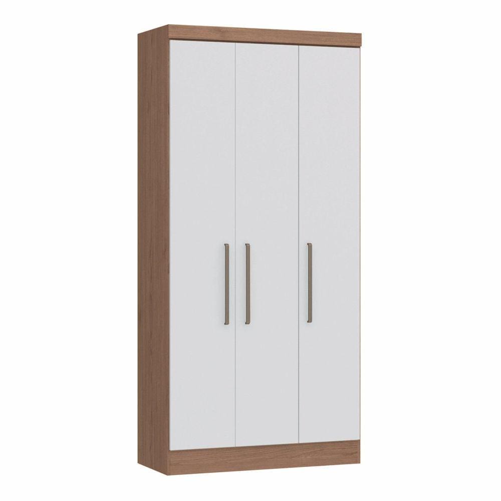 Guarda Roupa Modulado 3 Portas 2 Gavetas Infinity Móveis Castro Macadâmia/Branco Line