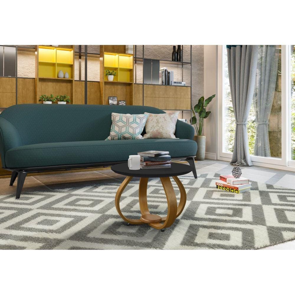 Mesa de Centro para Sala de Estar Inovare Tampo Mdf Marrom/Preto