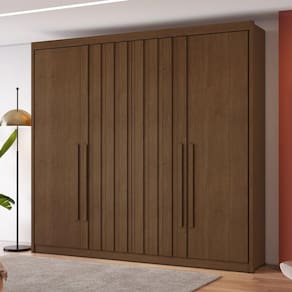 Guarda-roupa Casal 4 Portas com 2 Portas Ripadas 4 Gavetas Grécia Cacau