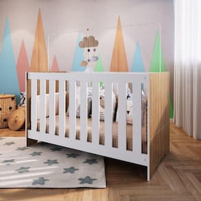 Berço 3 em 1 133x64,8cm Aconchego Completa Móveis Nogal com Branco