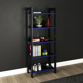 Estante para Livros Gamer 5 Prateleiras Me4166 Tecnomobili Preto/Azul