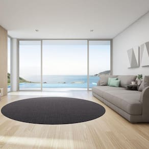 Tapete Sisal CX Redondo Liso 200cm APAEB Preto