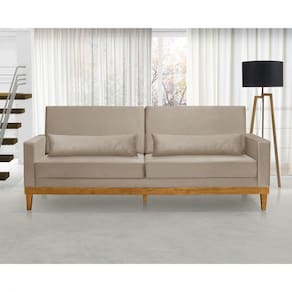 Sofá Living 3 Lugares Julie 220cm Nabas Estofados Bege