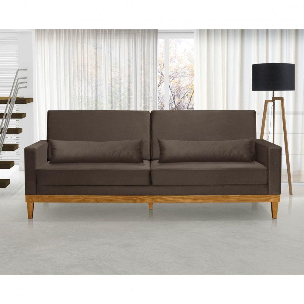 Sofá Living 3 Lugares Julie 200cm Nabas Estofados Marrom