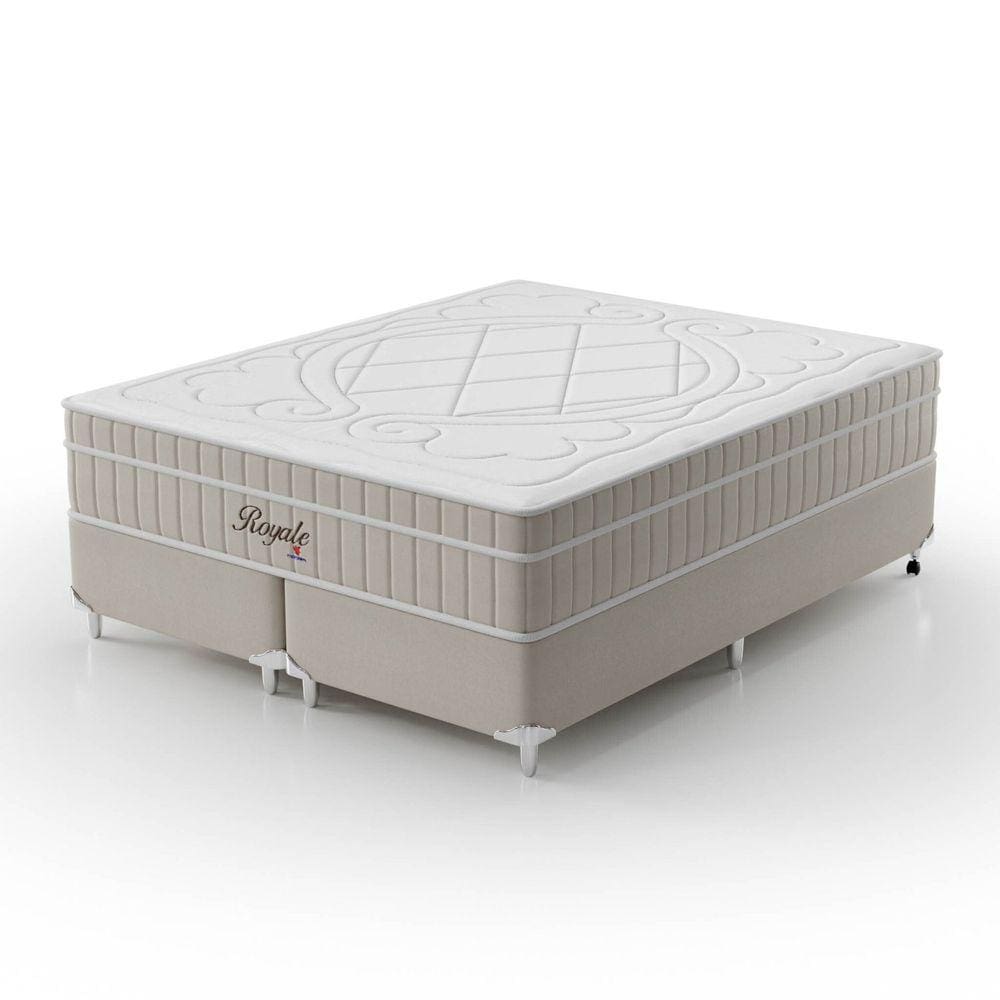 Cama Box Queen 158x198x59cm Molas Ensacadas Royale Montreal Bege