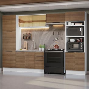 Armário De Cozinha Completa 330cm Branco/rustic Stella Madesa 07 Branco/rustic