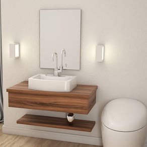 Bancada para Banheiro 80cm com Cuba Aria e Prateleira 805W Metrópole Compace Nogal