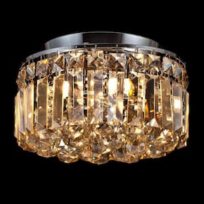 Plafon Sobrepor de Cristal Kri 20cmx25cmxx Bella Iluminação Âmbar