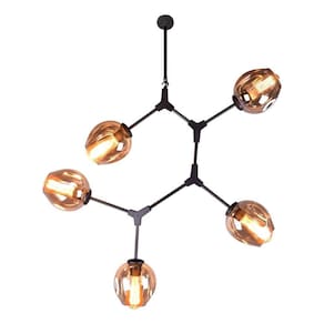Pendente Orbe Bella Iluminação Preto/Champagne