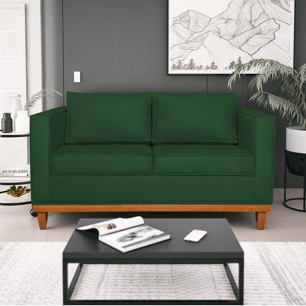 Sofá 2 Lugares 140cm Suede Esper Verde