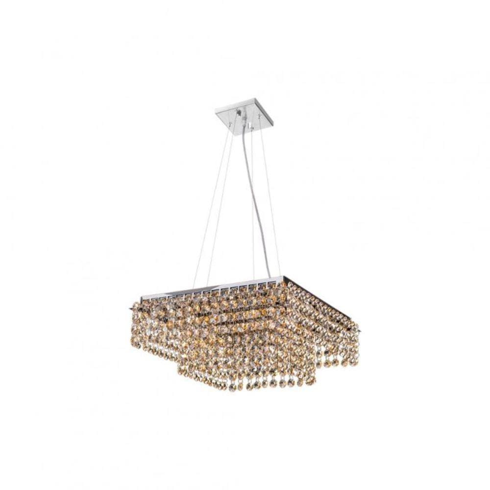 Pendente Cristal Quadrado 25x25x11cm 4 Luzes G9 GPMIA252504PDV2 Bronzearte Âmbar
