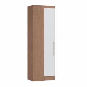 Módulo de Canto Reto 1 Porta Infinity Móveis Castro Macadâmia/Branco Line