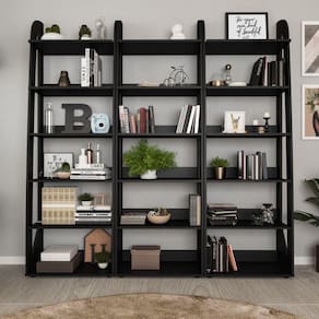 Conjunto 3 Estantes para Livros 6 Prateleiras Floripa Espresso Móveis Preto