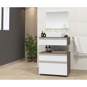 Gabinete para Banheiro com Cuba e Espelheira 60cm Safira Contarini Branco