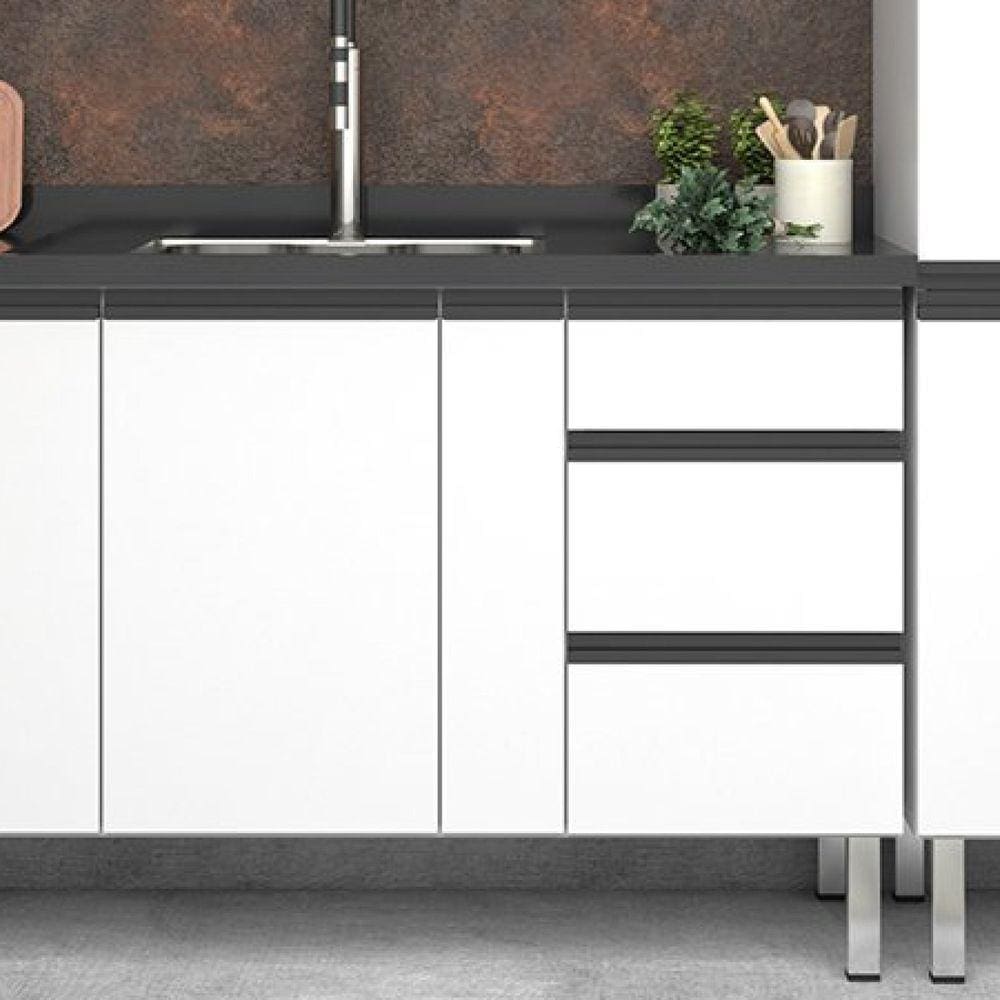 Balcão para Pia 150cm em Aço 2 Portas 3 Gavetas Gaia Cozimax Branco