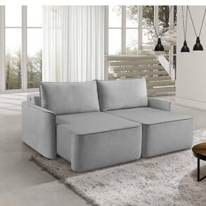 Sofá Retrátil 220cm com Kit Entrada USB 4 Lugares Moon 2323 Estofart Cinza