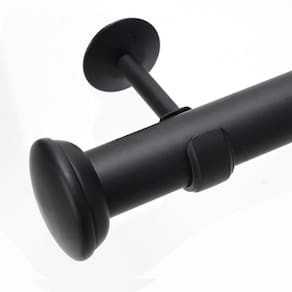 Kit Varão de Cortina 28mm 3m Ponteira Meia Lua Couselo Preto Fosco
