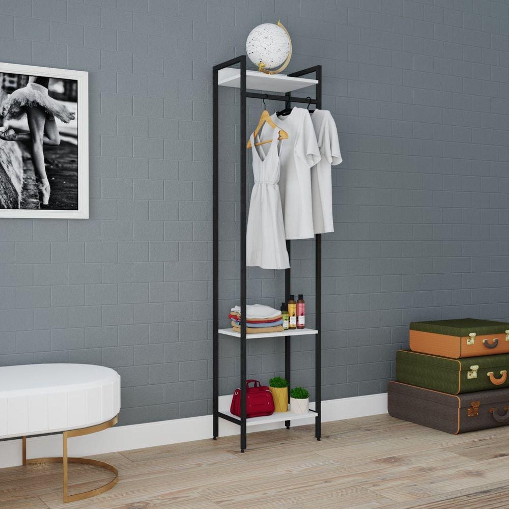 Estante Closet Arara 187x45cm 3 Prateleiras Active Yescasa Branco Chess