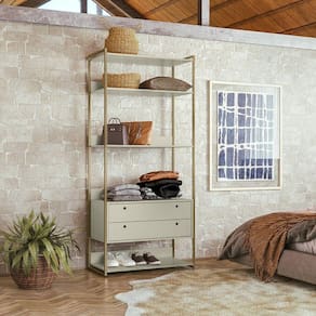 Estante para Livros Industrial 2 Gavetas 5 Prateleiras 01 Olivar Off White