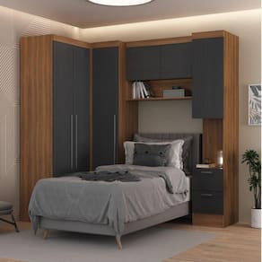 Guarda-Roupa Modulado Viena 6 Portas 6 Gavetas da Espresso Móveis Nogal/Grafite