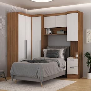 Guarda-Roupa Modulado Viena 6 Portas 6 Gavetas 4 Peças Espresso Móveis  Nogal/Branco