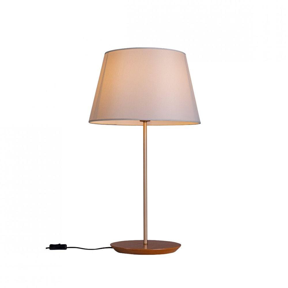 Luminária de Mesa Abajur de Mesa 52cm Cúpula Algodão Slim Madelustre Castanho/Dourado